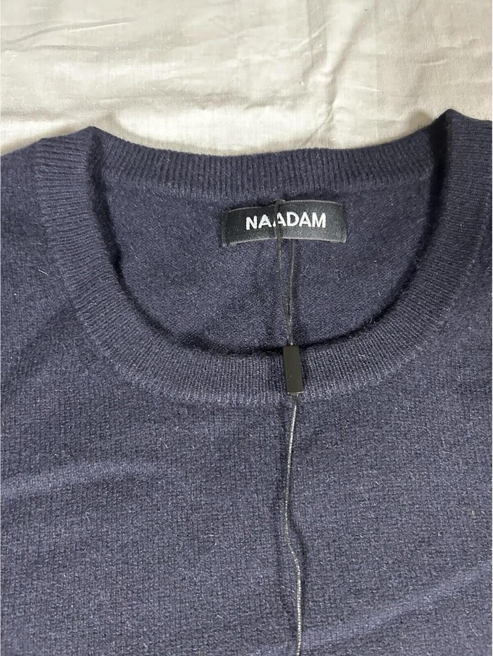 Men’s 2XL Pullover Naadam Cashmere Sweater Dark Blue JP Morgan Sleeve Logo New